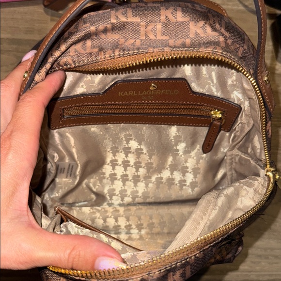 Karl Lagerfeld Brown Monogram Backpack with Iconic Graphic main image 4